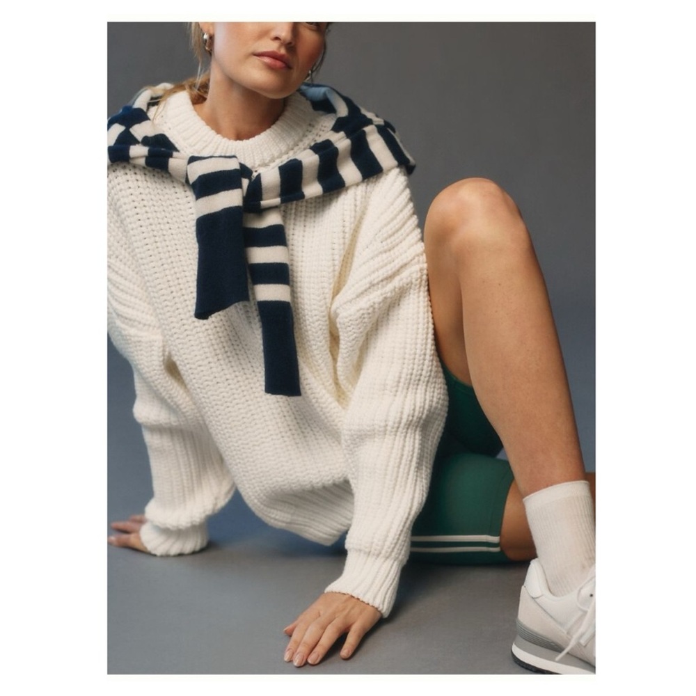 Varley Gracie Knit Chunky Sweater White Pullover Size Large NWT